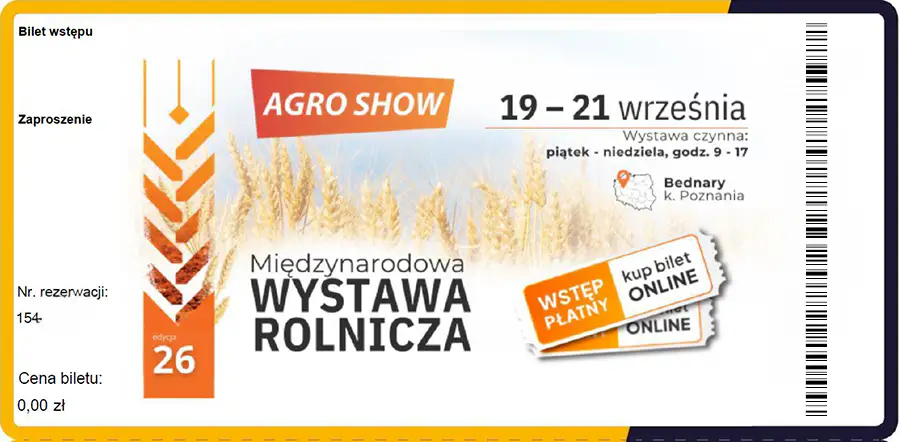 Link po darmowy bilet na AGRO SHOW BEDNARY 2025
